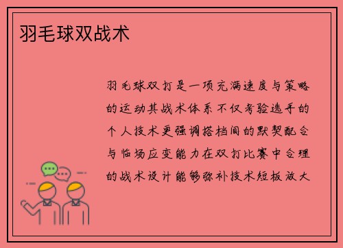 羽毛球双战术